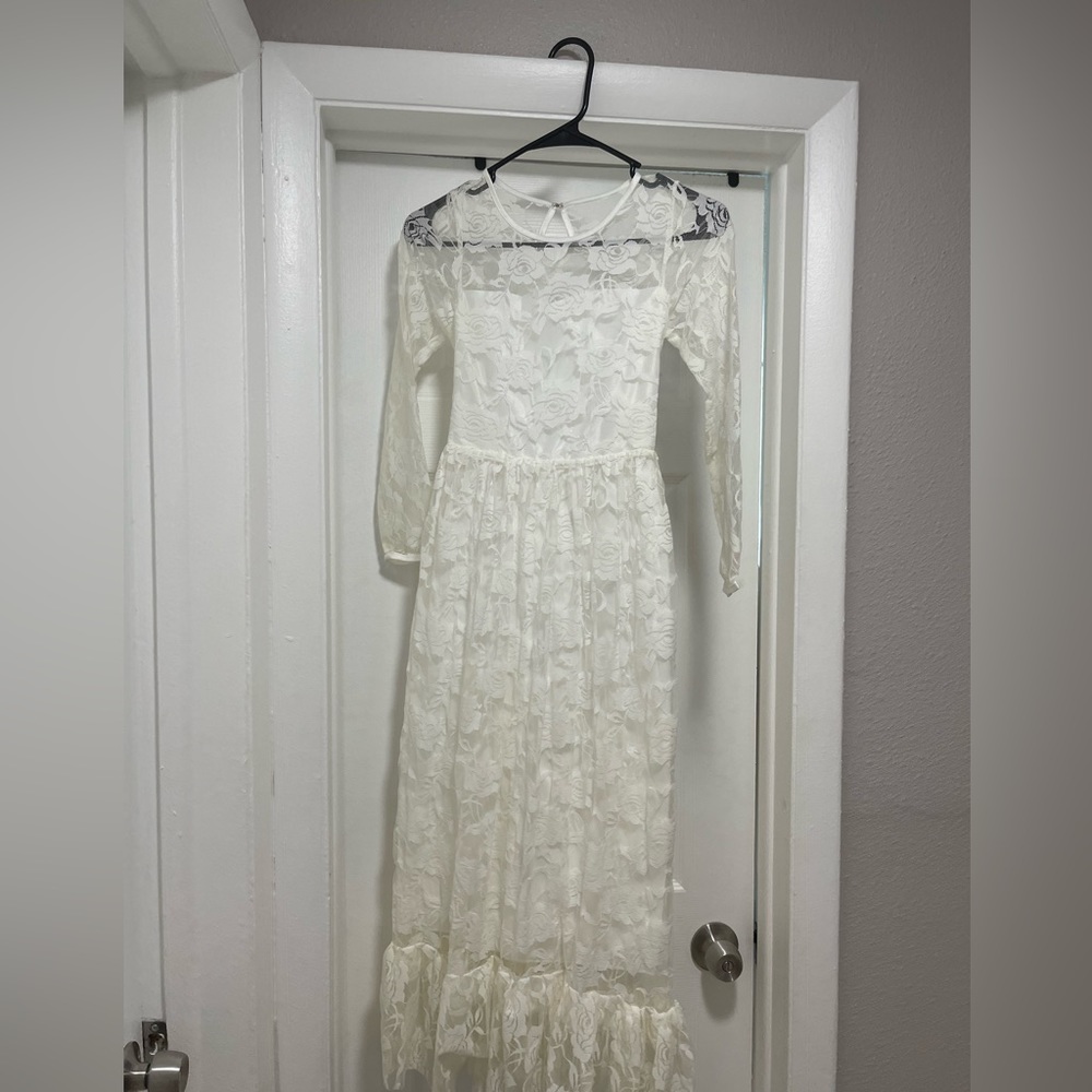 Ellie bridal flower girl dress white cream never worn 8-9y size